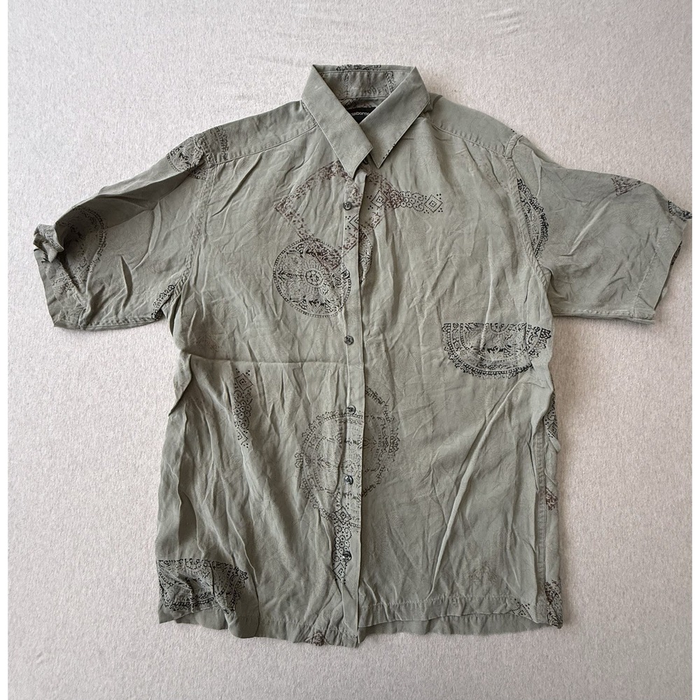 Clairborne Men Short Sleeve Button Up Size Medium Sage Green